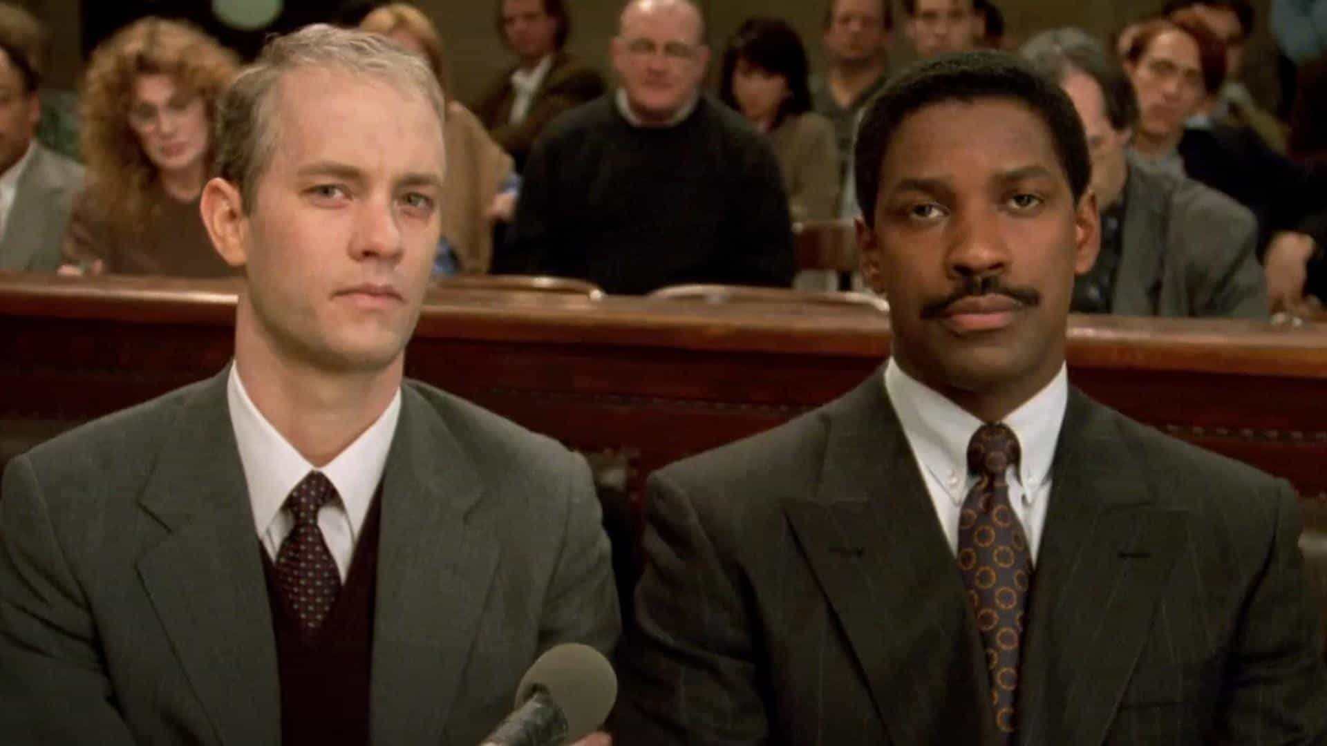 Tom Hanks e Denzel Washington no filme Filadélfia