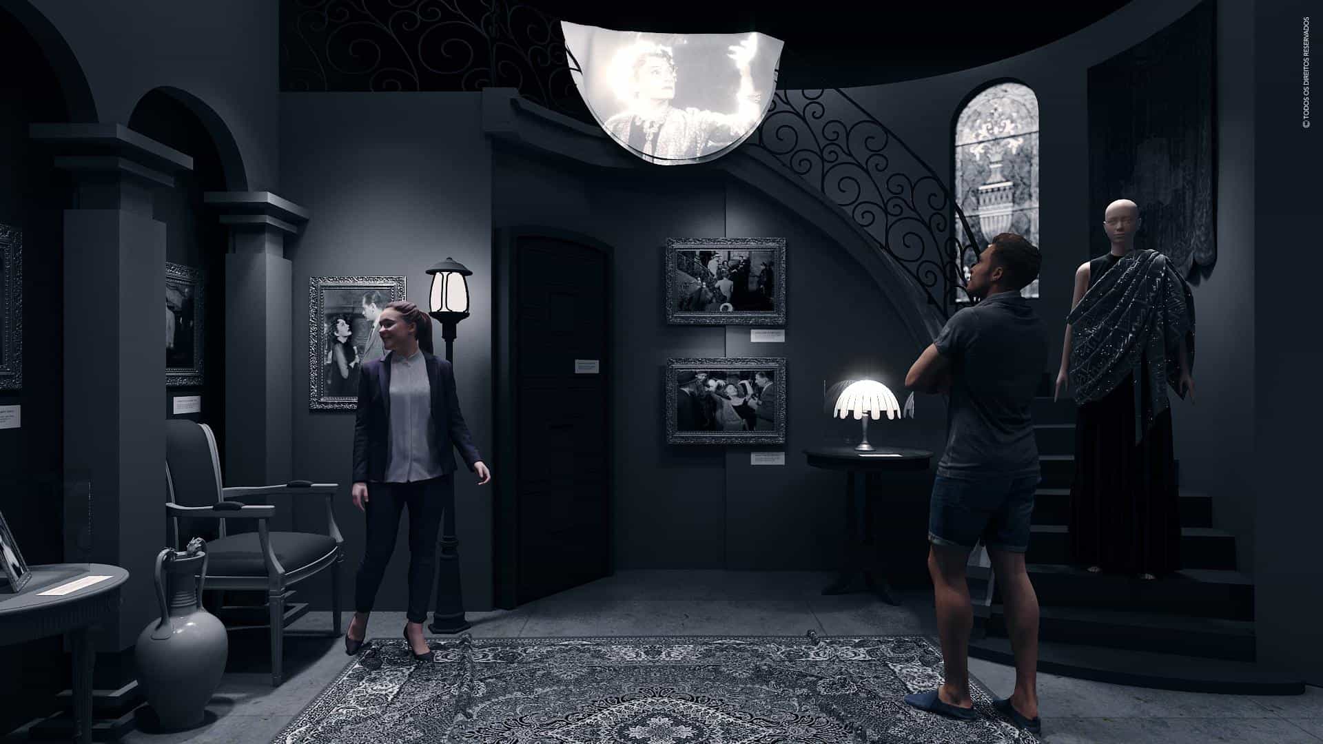 Imagem do projeto de um dos espaços da exposição dedicados ao filme “Crepúsculo dos deuses”