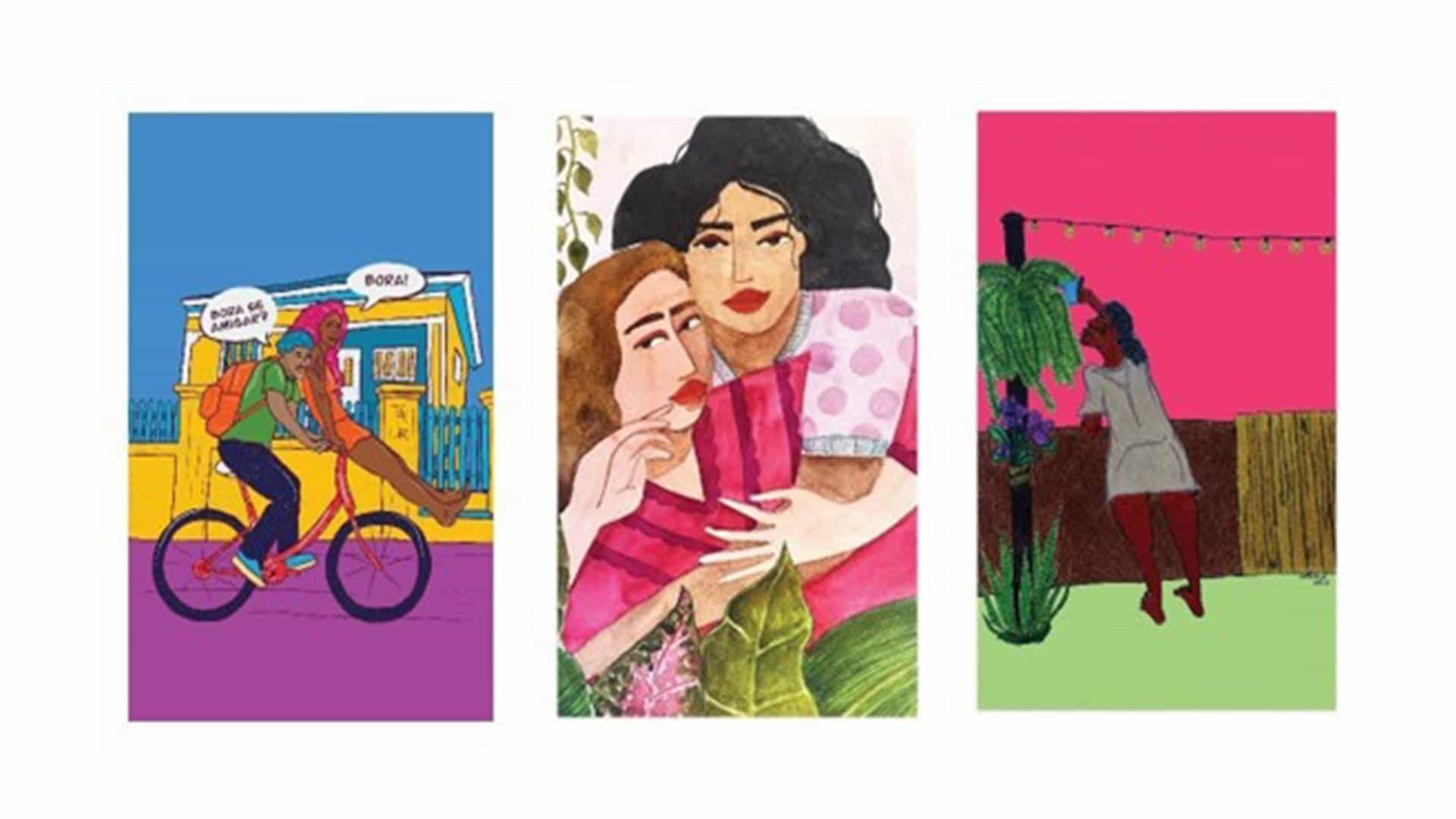 Pátio Metrô São Bento com obras que falam de amor