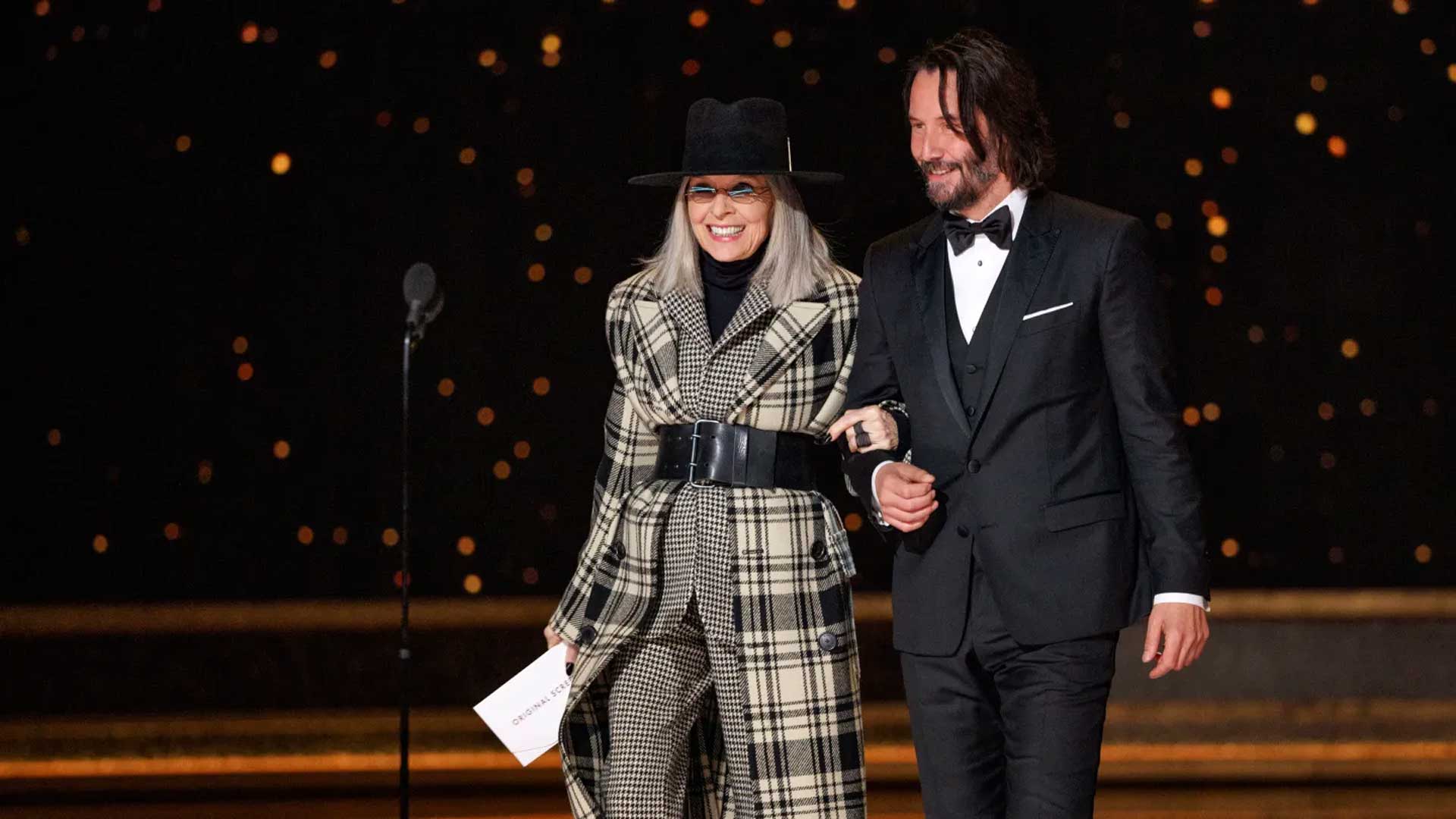 Diane Keaton and Keanu Reeves presenting at the 92nd Oscars on Feb. 9, 2020. CRAIG SJODIN via Getty Images