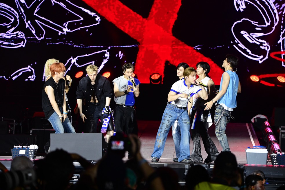 Stray Kids no palco Mundo do Rock in Rio / Foto: Leo Franco/AgNews